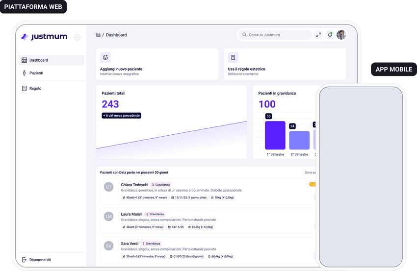 Piattaforma web e app mobile justmum